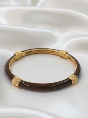 Vineyard Vines Life Saver Brown with Gold Accent Bangle Bracelet